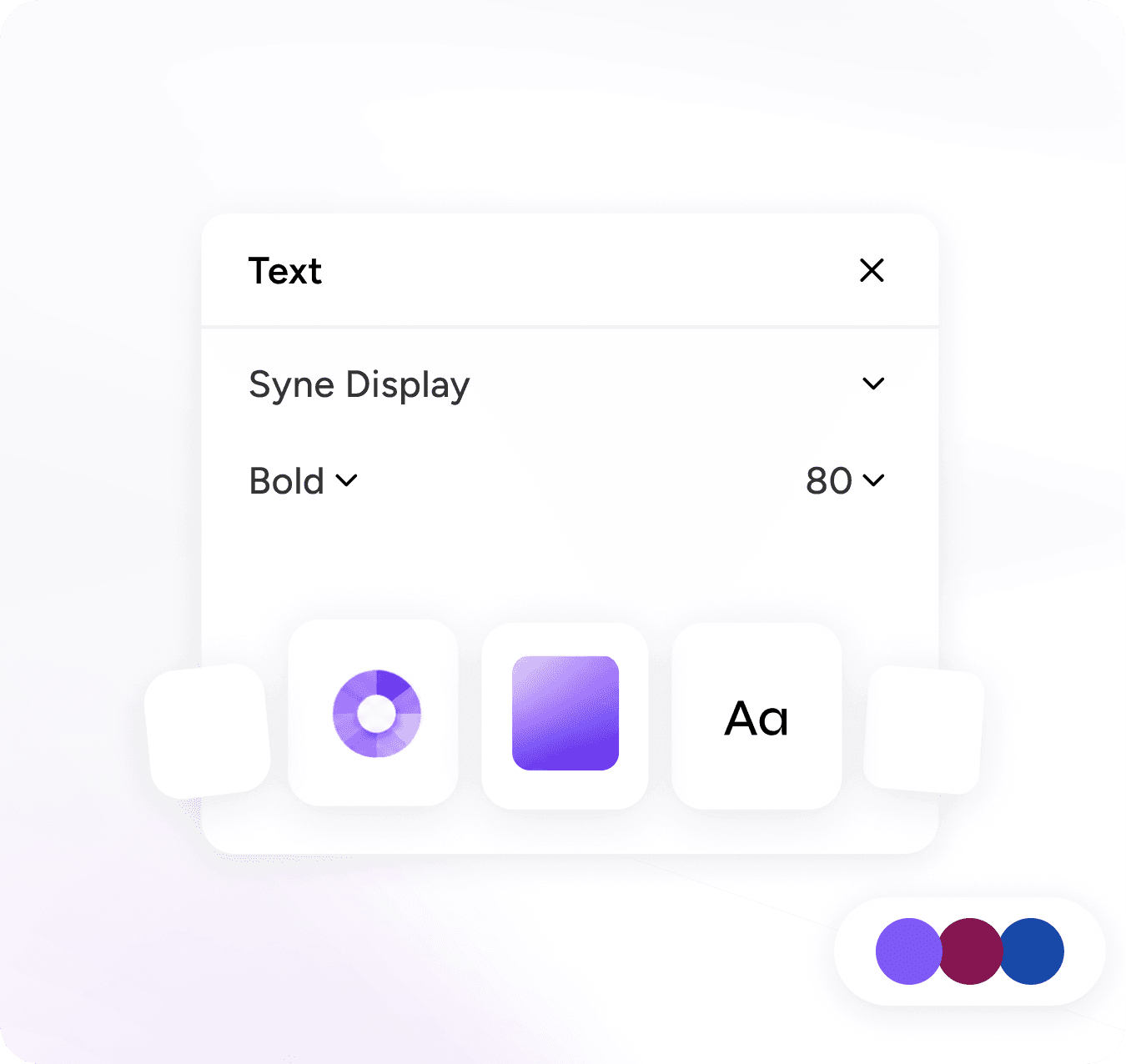 Text customization panel for fonts, weight, size, styling, and brand colors